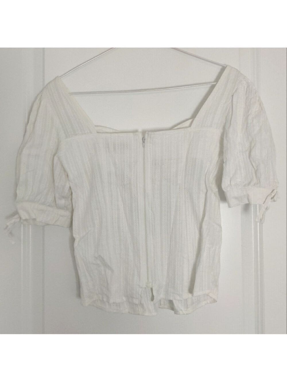 Bishop + Young White Cotton Corset Tie Puff Sleeve Blouse S 0227 - Picture 3 of 10